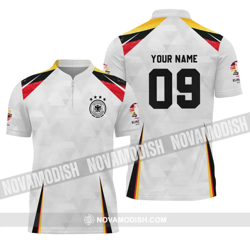 Unisex Shirt - Custom Name And Number Shirt Germany Euro 2024 Shirt Zipper Polo Shirt / S T-shirt