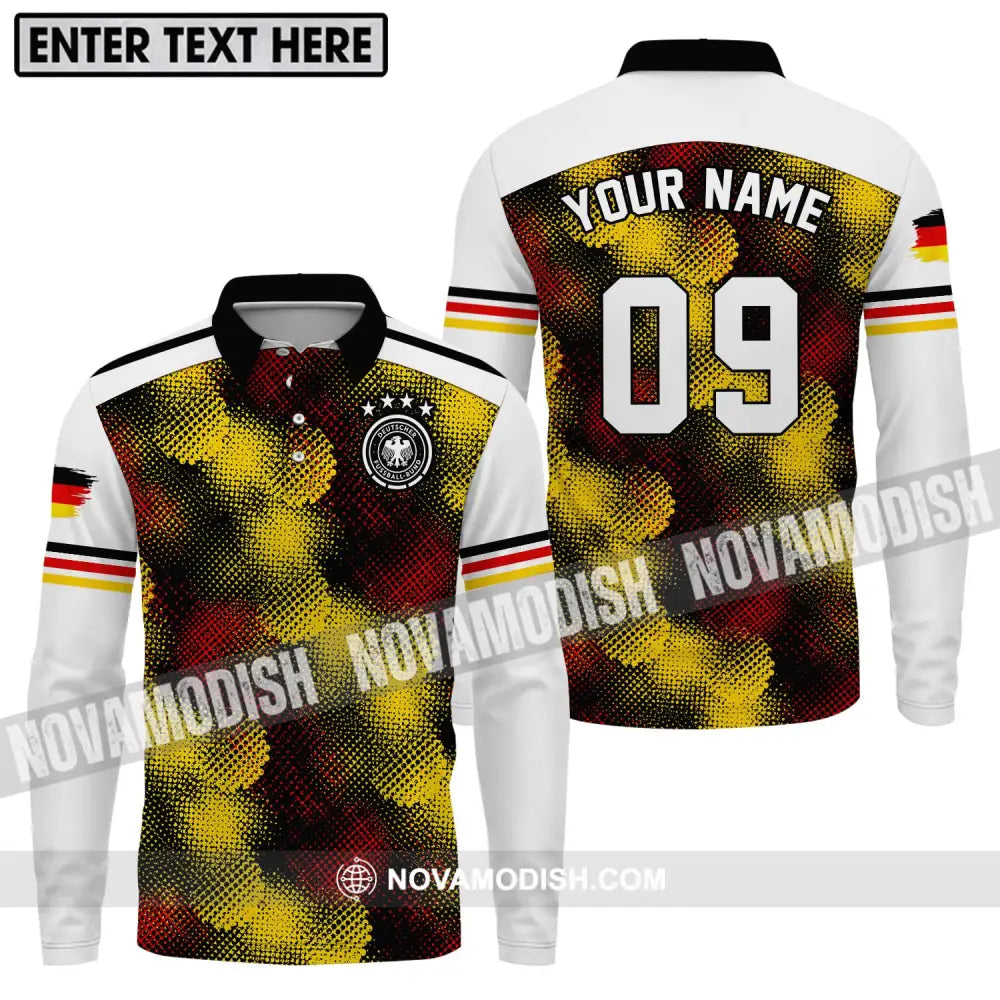 Unisex Shirt - Custom Name And Number Shirt Germany Flag Color Shirt Long Sleeve Polo / S T-shirt