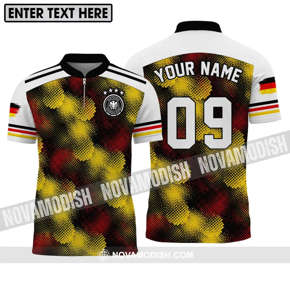 Unisex Shirt - Custom Name And Number Shirt Germany Flag Color Shirt Zipper Polo Shirt / S T-shirt