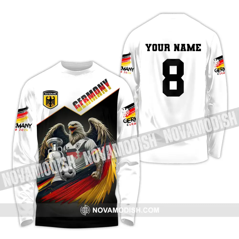 Unisex Shirt Custom Name And Number Germany Football Euro 2024 Long Sleeve Polo / S T-Shirt