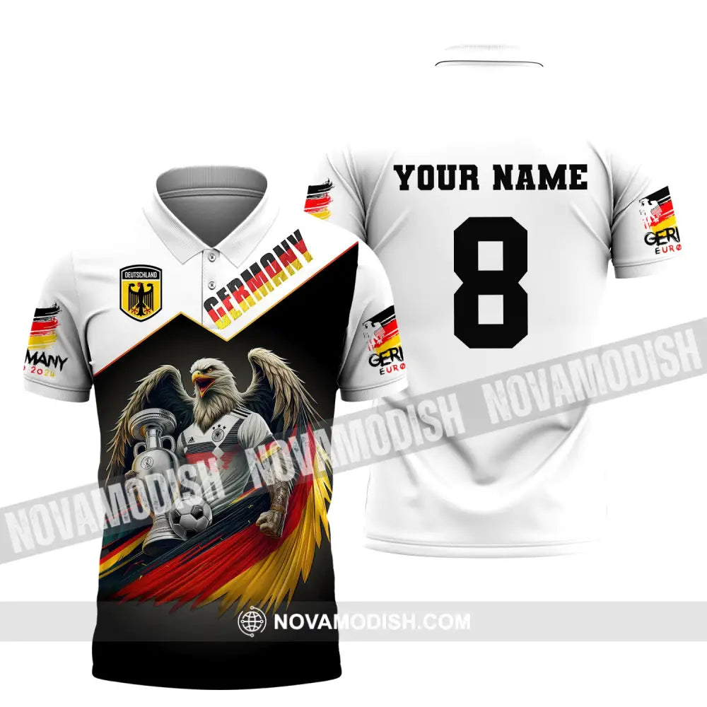 Unisex Shirt Custom Name And Number Germany Football Euro 2024 Long Sleeve Polo / S T-Shirt