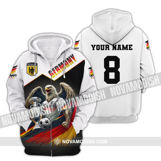 Unisex Shirt Custom Name And Number Germany Football Euro 2024 Long Sleeve Polo Zipper Hoodie / S