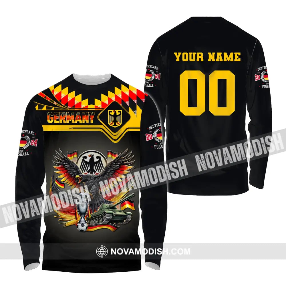 Unisex Shirt Custom Name And Number Germany Football Euro 2024 Polo Long Sleeve / S T-Shirt