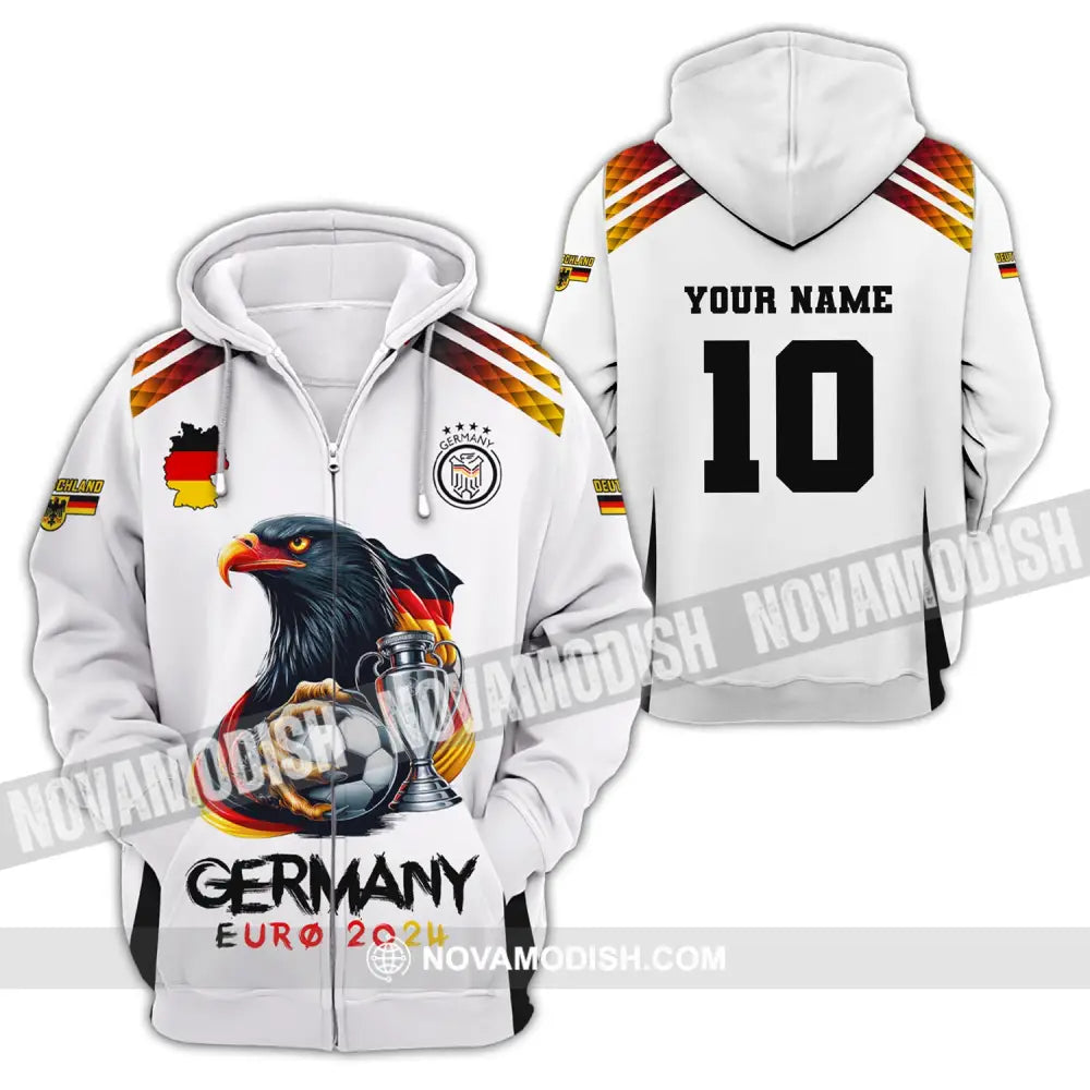 Unisex Shirt Custom Name And Number Germany Football Euro 2024 Polo Long Sleeve Zipper Hoodie / S