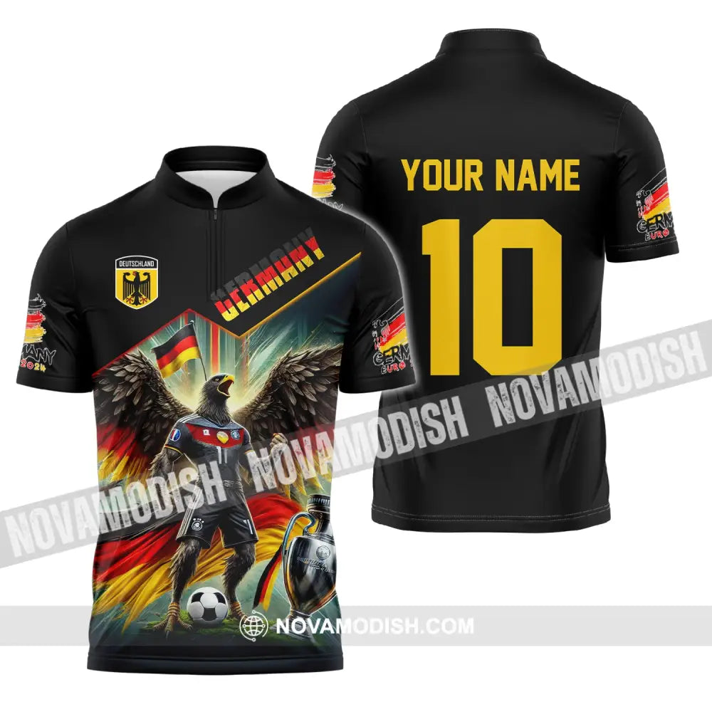 Unisex Shirt Custom Name And Number Germany Football Polo Long Sleeve Zipper / S T-Shirt