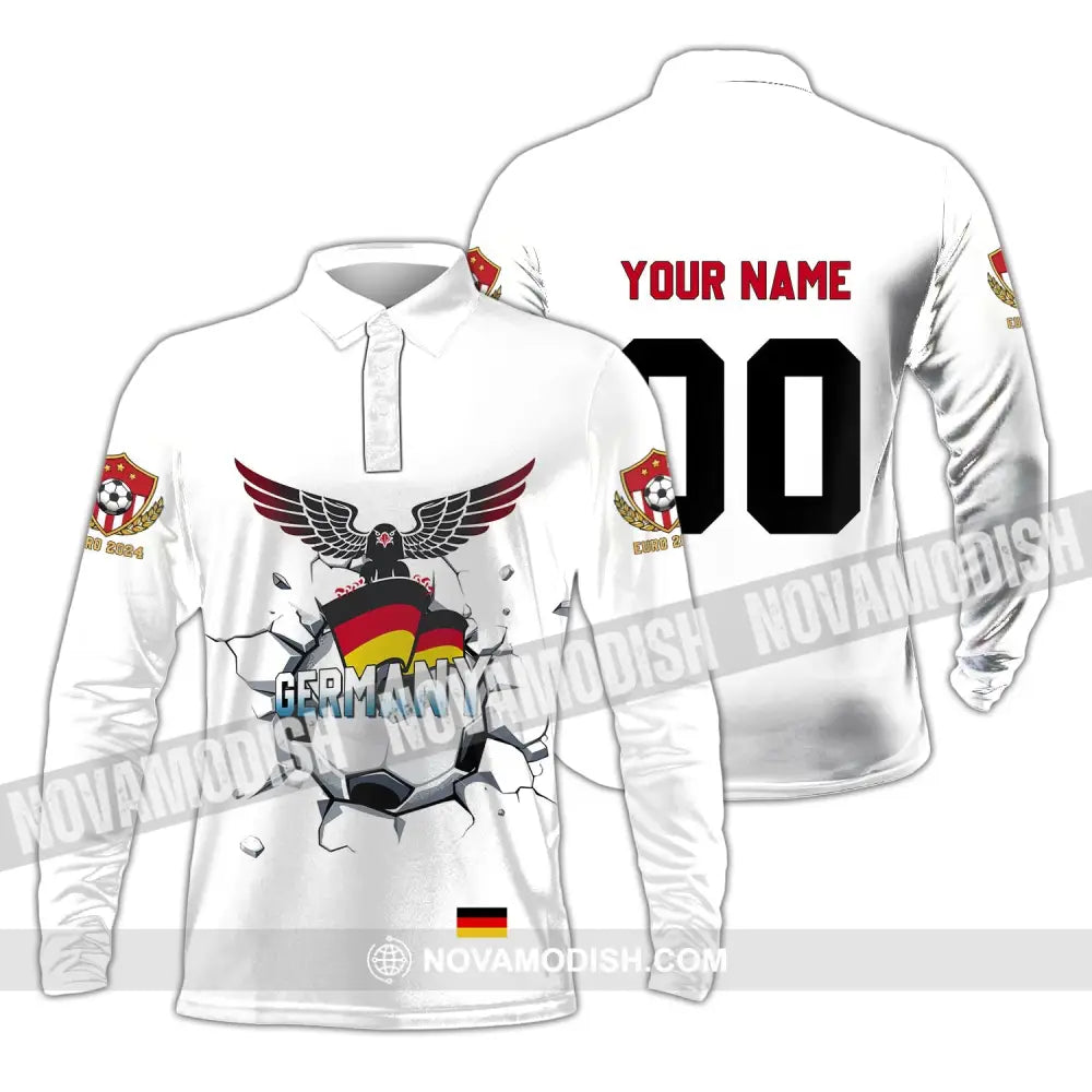 Unisex Shirt - Custom Name And Number Shirt Germany National Team Euro 2024 Long Sleeve Polo / S T-shirt