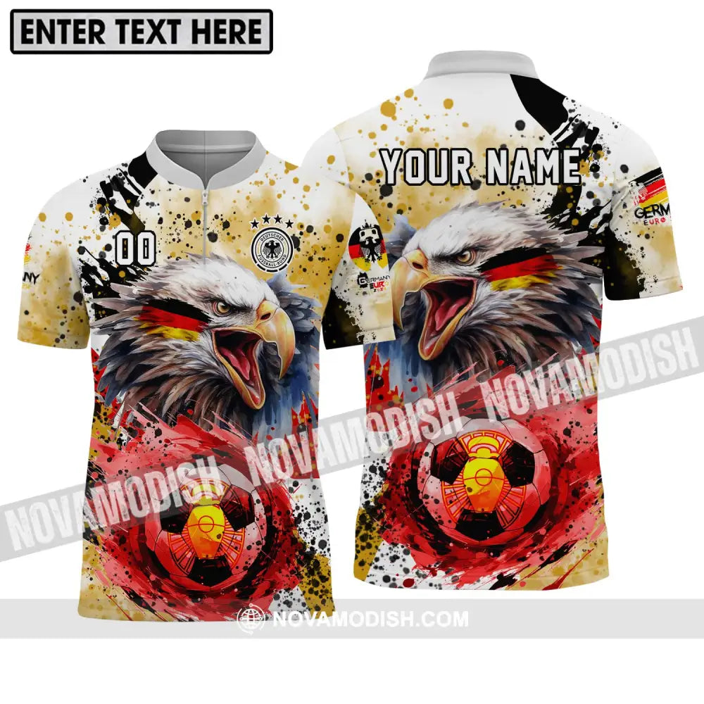 Unisex Shirt - Custom Name And Number Shirt Germany National Team Euro 2024 Shirt Zipper Polo Shirt / S T-shirt
