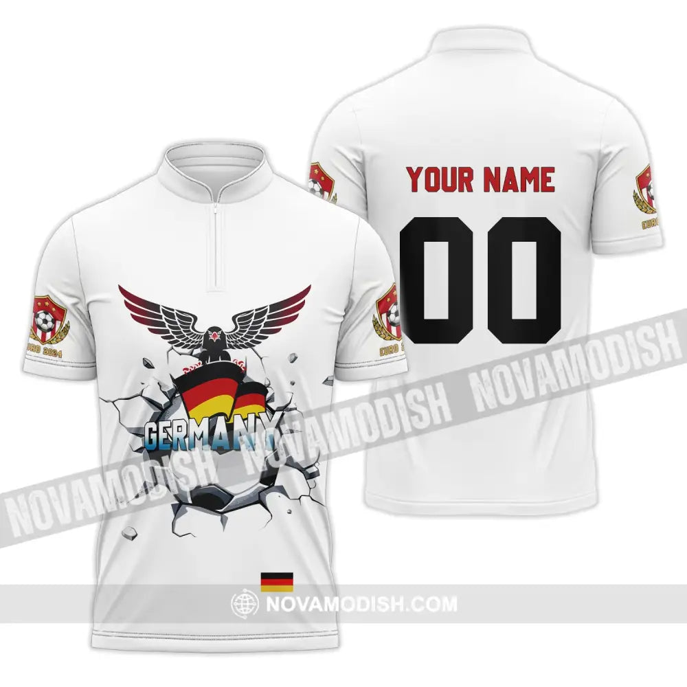 Unisex Shirt - Custom Name And Number Shirt Germany National Team Euro 2024 Zipper Polo Shirt / S T-shirt