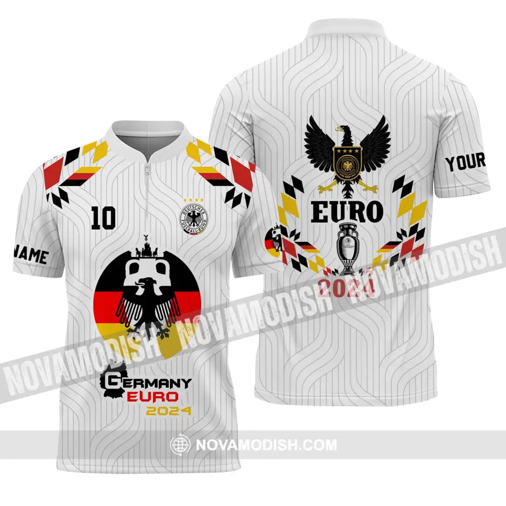 Unisex Shirt - Custom Name And Number Shirt Germany Team Euro 2024 Shirt Zipper Polo Shirt / S T-shirt