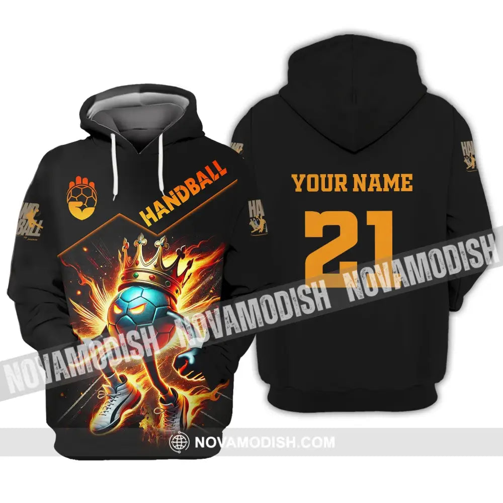 Unisex Shirt Custom Name And Number Handball Love T-Shirt Hoodie / S T-Shirt