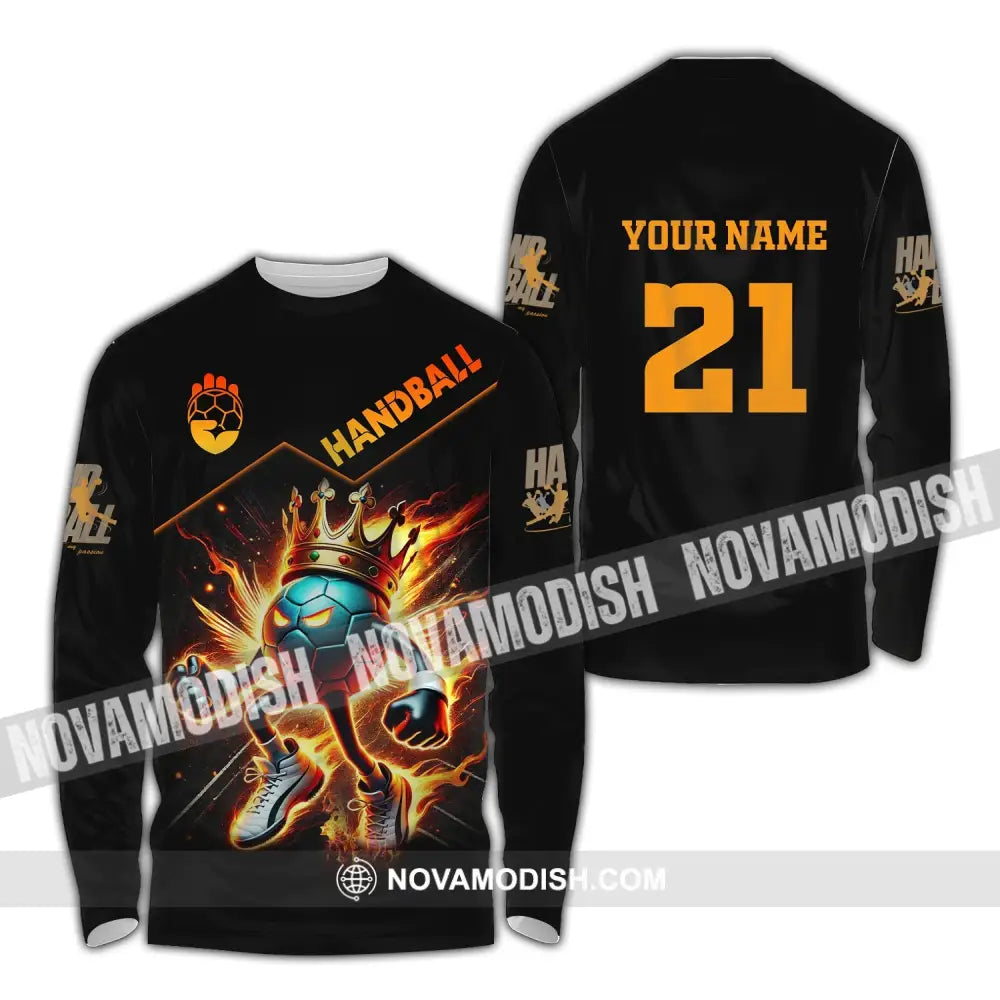 Unisex Shirt Custom Name And Number Handball Love T-Shirt Long Sleeve / S T-Shirt
