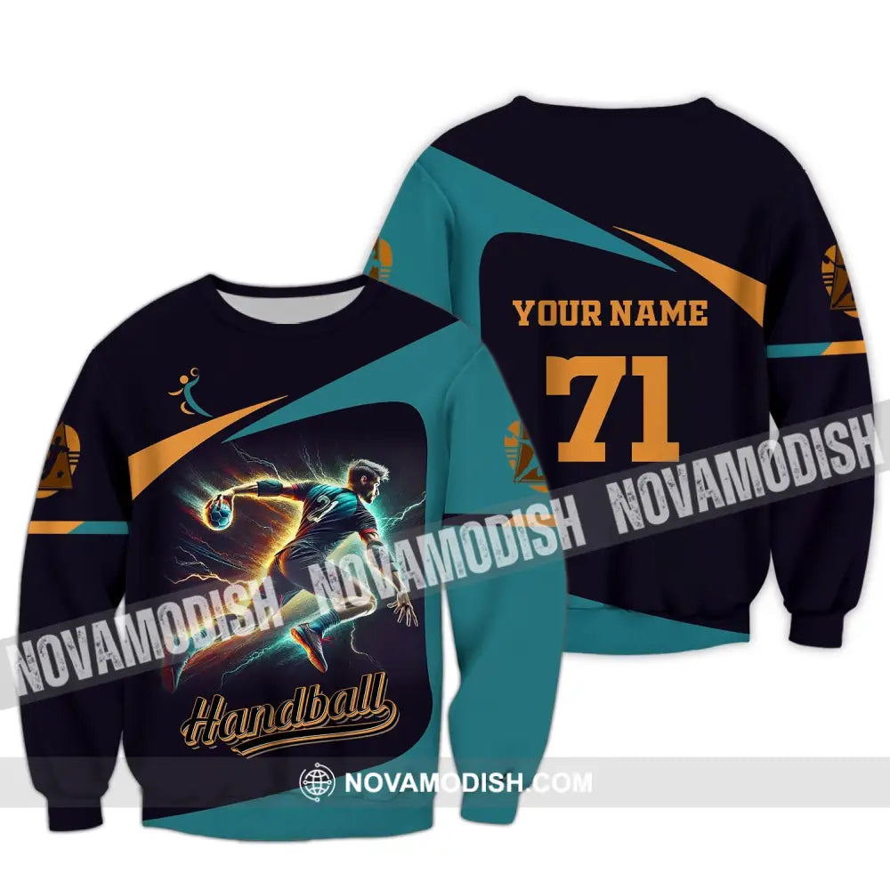 Unisex Shirt Custom Name And Number Handball Love T-Shirt Long Sleeve / S T-Shirt