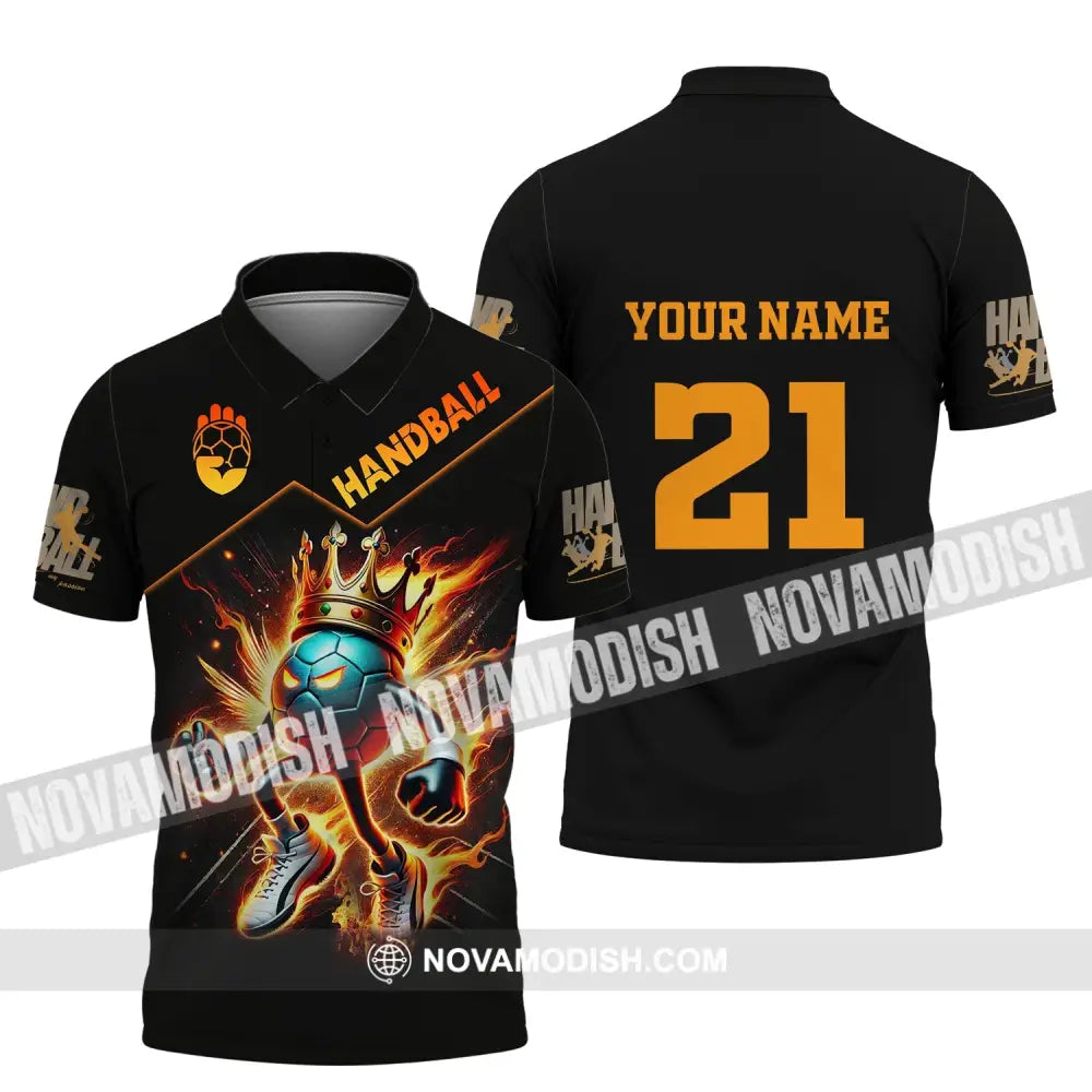Unisex Shirt Custom Name And Number Handball Love T-Shirt Polo / S T-Shirt