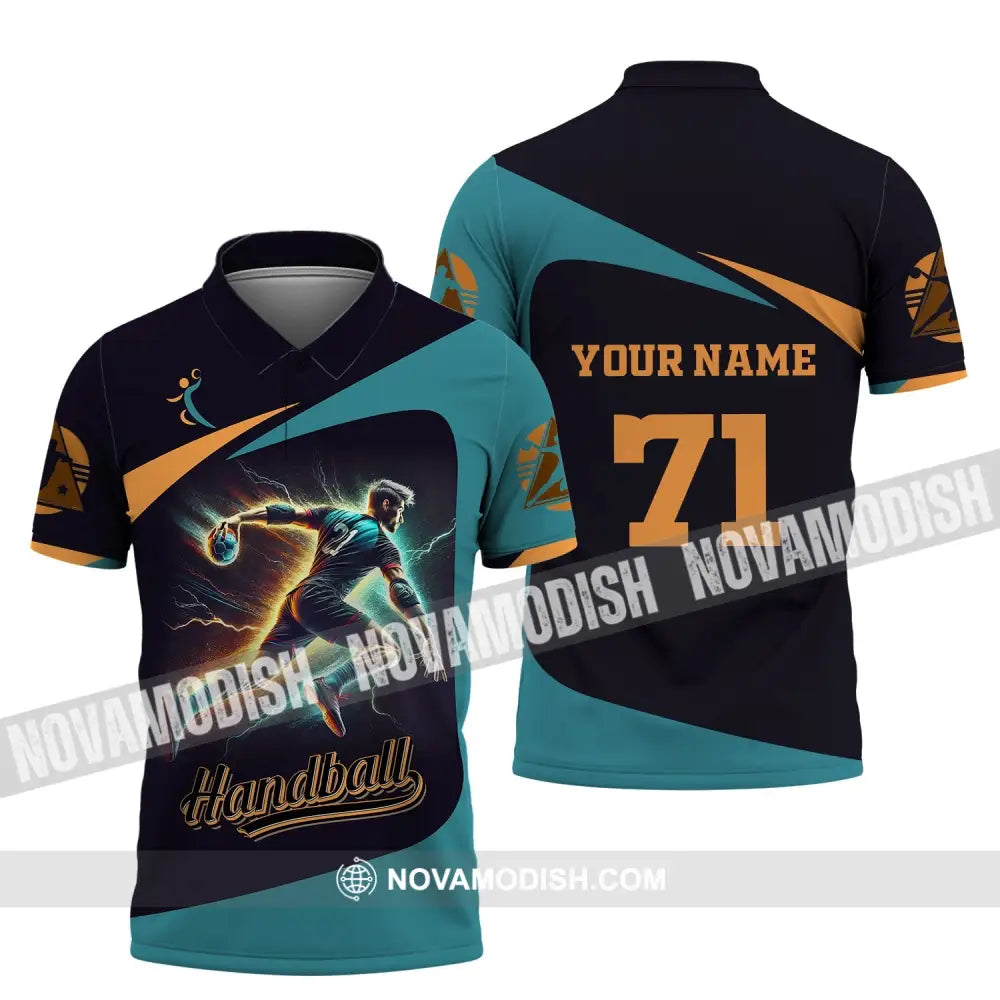 Unisex Shirt Custom Name And Number Handball Love T-Shirt Polo / S T-Shirt