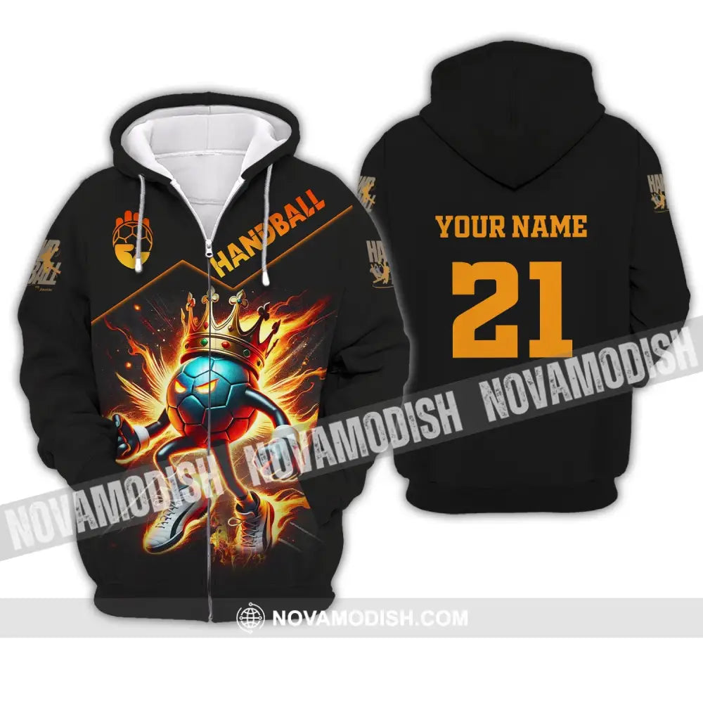 Unisex Shirt Custom Name And Number Handball Love T-Shirt Zipper Hoodie / S T-Shirt