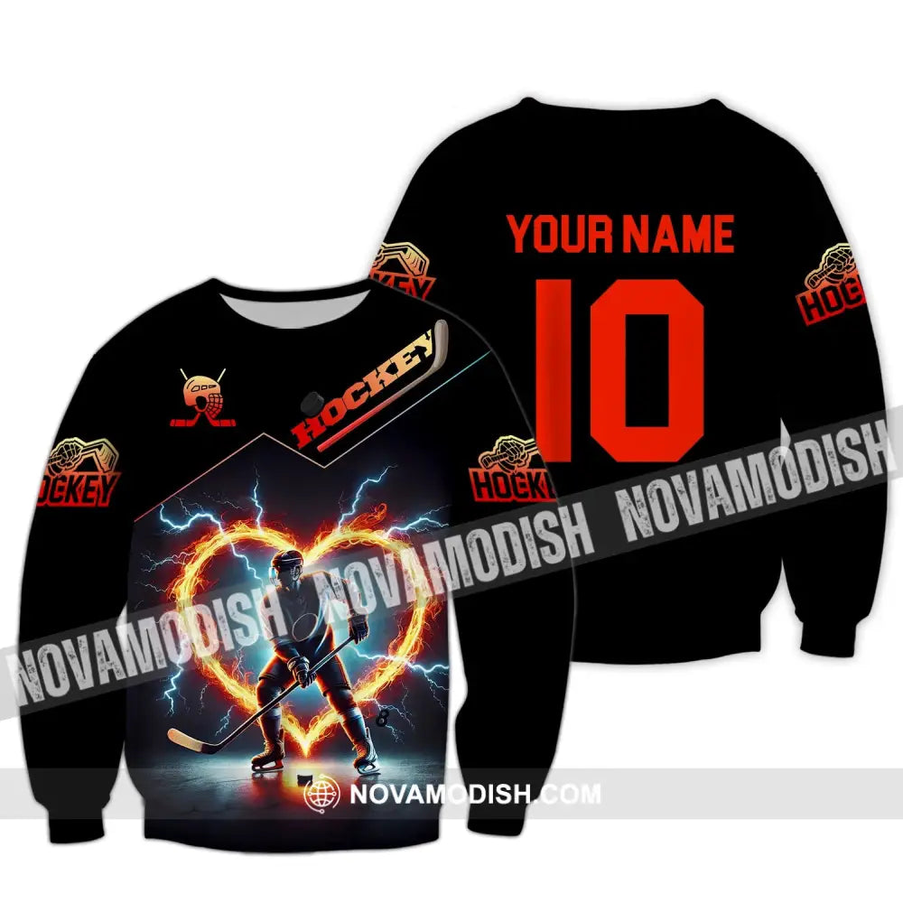 Unisex Shirt - Custom Name And Number Hockey Long Sleeve / S T-Shirt