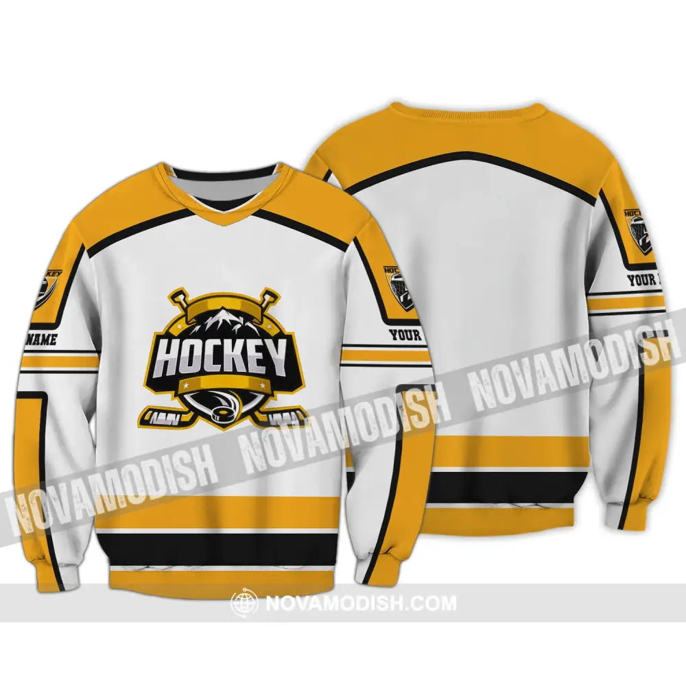 Unisex Shirt Custom Name And Number Hockey T-Shirt Hoodie Gift For Player Long Sleeve / S