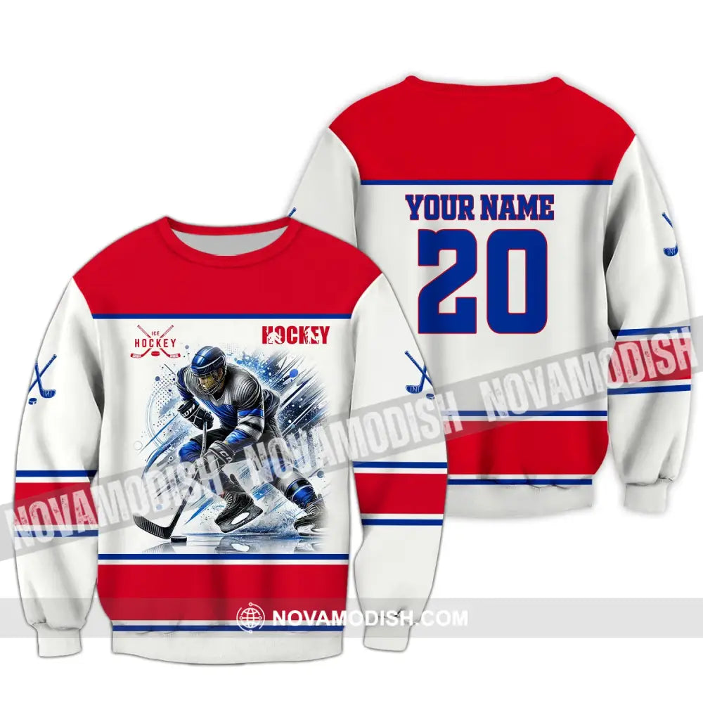 Unisex Shirt Custom Name And Number Ice Hockey T-Shirt For Club Gift Players Long Sleeve / S T-Shirt