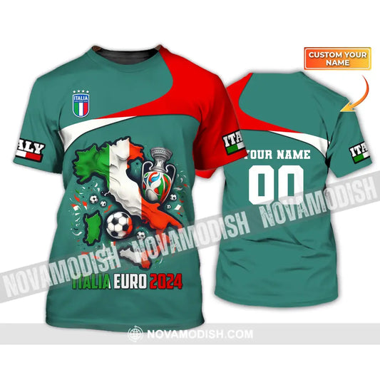 Unisex Shirt Custom Name And Number Italia Football Polo Long Sleeve Euro 2024 T-Shirt