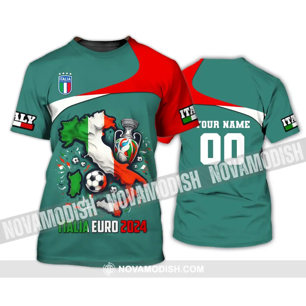 Unisex Shirt Custom Name And Number Italia Football Polo Long Sleeve Euro 2024 T-Shirt / S