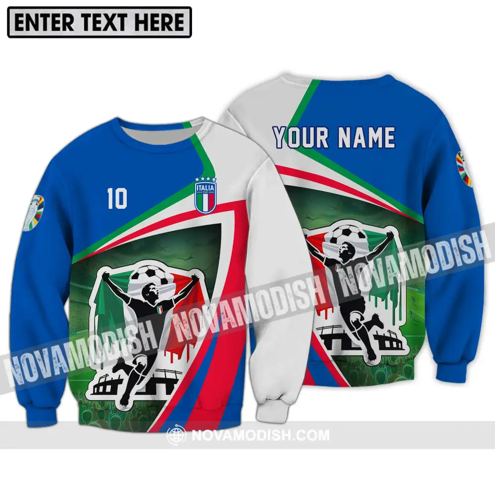 Unisex Shirt - Custom Name And Number Shirt Italy Euro 2024 National Team Long Sleeve / S T-shirt