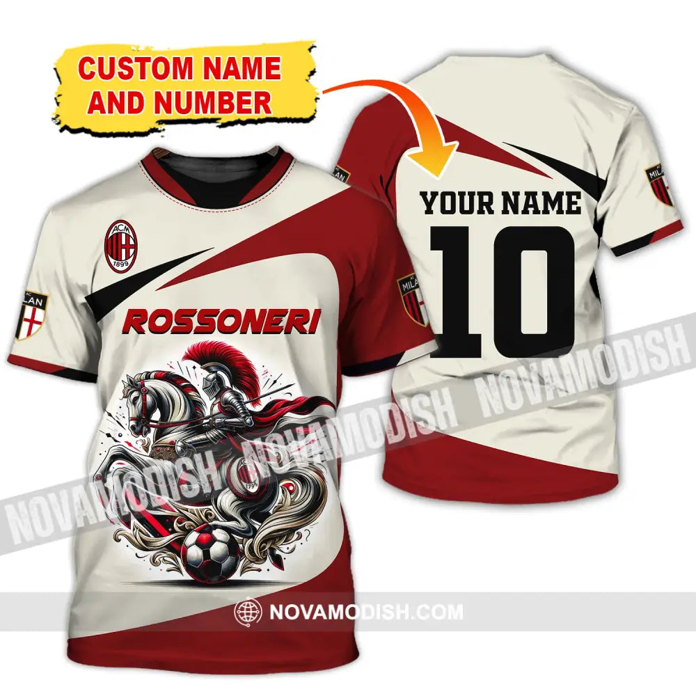 Unisex Shirt Custom Name And Number Italy Football Ac Milan Polo Long Sleeve Rossoneri T-Shirt