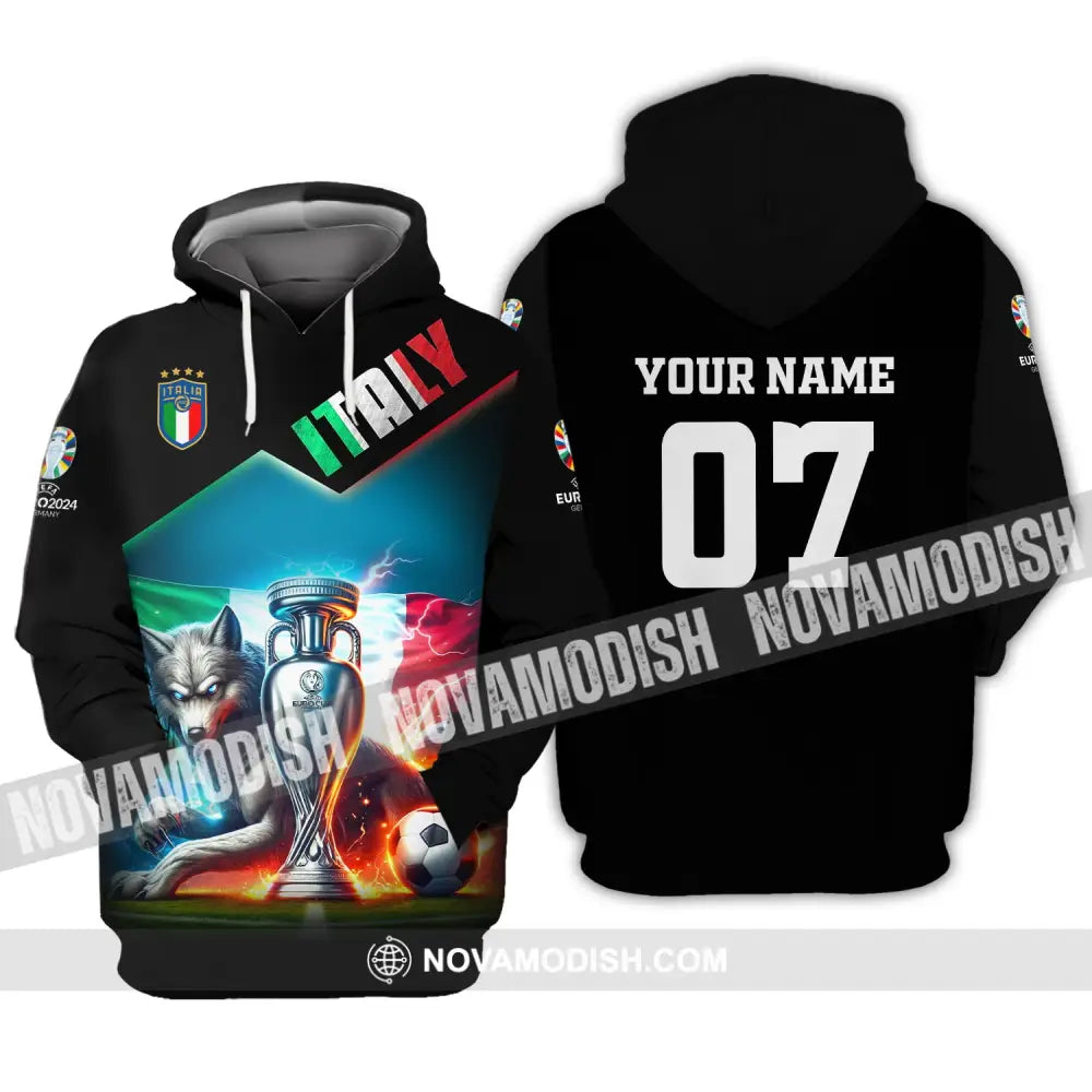 Unisex Shirt Custom Name And Number Italy Football Euro 2024 Polo Long Sleeve Hoodie / S T-Shirt