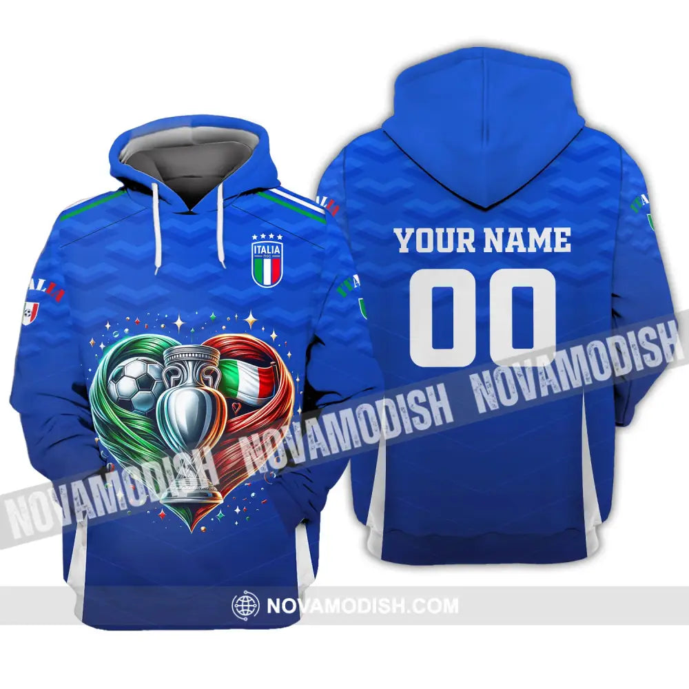 Unisex Shirt Custom Name And Number Italy Football Euro 2024 Polo Long Sleeve Hoodie / S T-Shirt