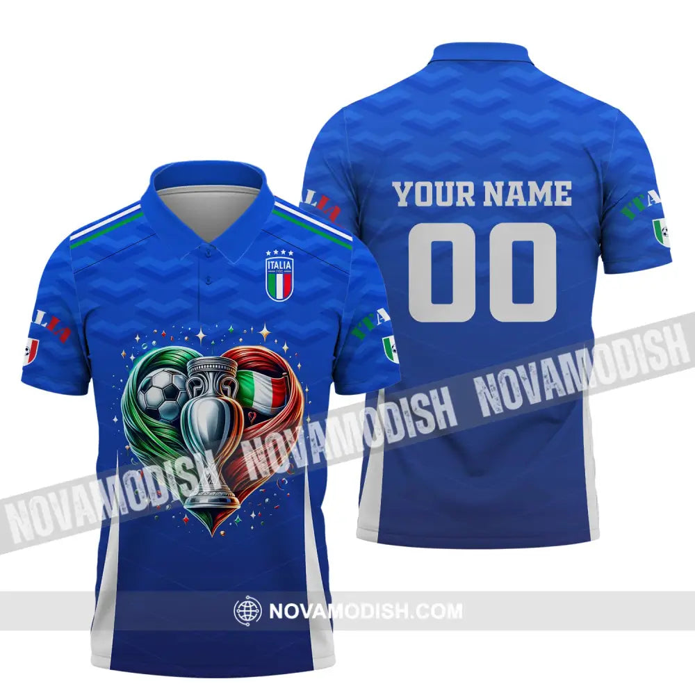 Unisex Shirt Custom Name And Number Italy Football Euro 2024 Polo Long Sleeve / S T-Shirt