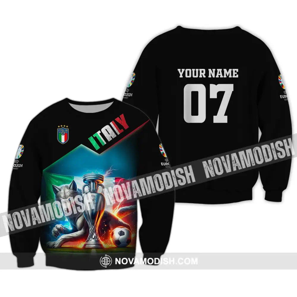 Unisex Shirt Custom Name And Number Italy Football Euro 2024 Polo Long Sleeve / S T-Shirt