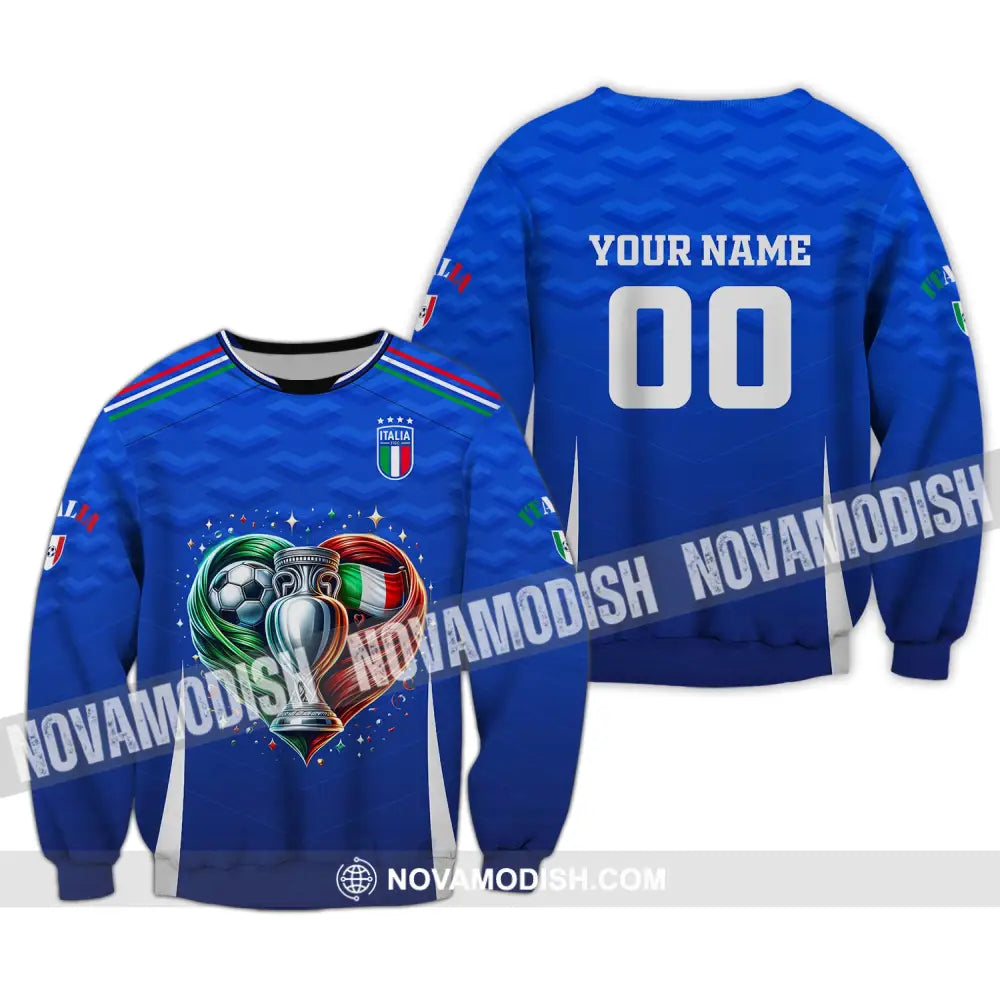 Unisex Shirt Custom Name And Number Italy Football Euro 2024 Polo Long Sleeve / S T-Shirt