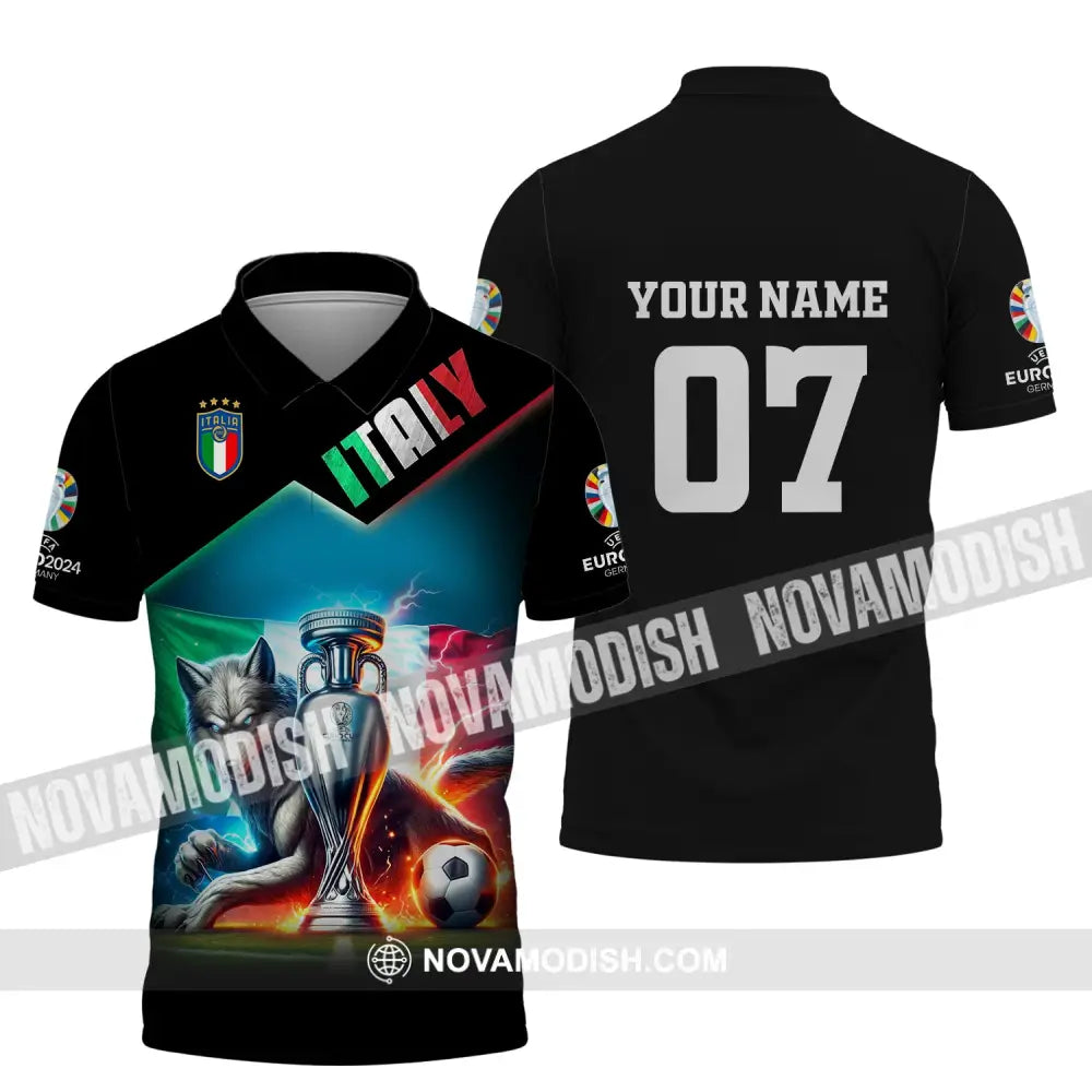 Unisex Shirt Custom Name And Number Italy Football Euro 2024 Polo Long Sleeve / S T-Shirt