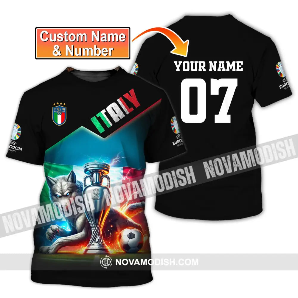 Unisex Shirt Custom Name And Number Italy Football Euro 2024 Polo Long Sleeve T-Shirt