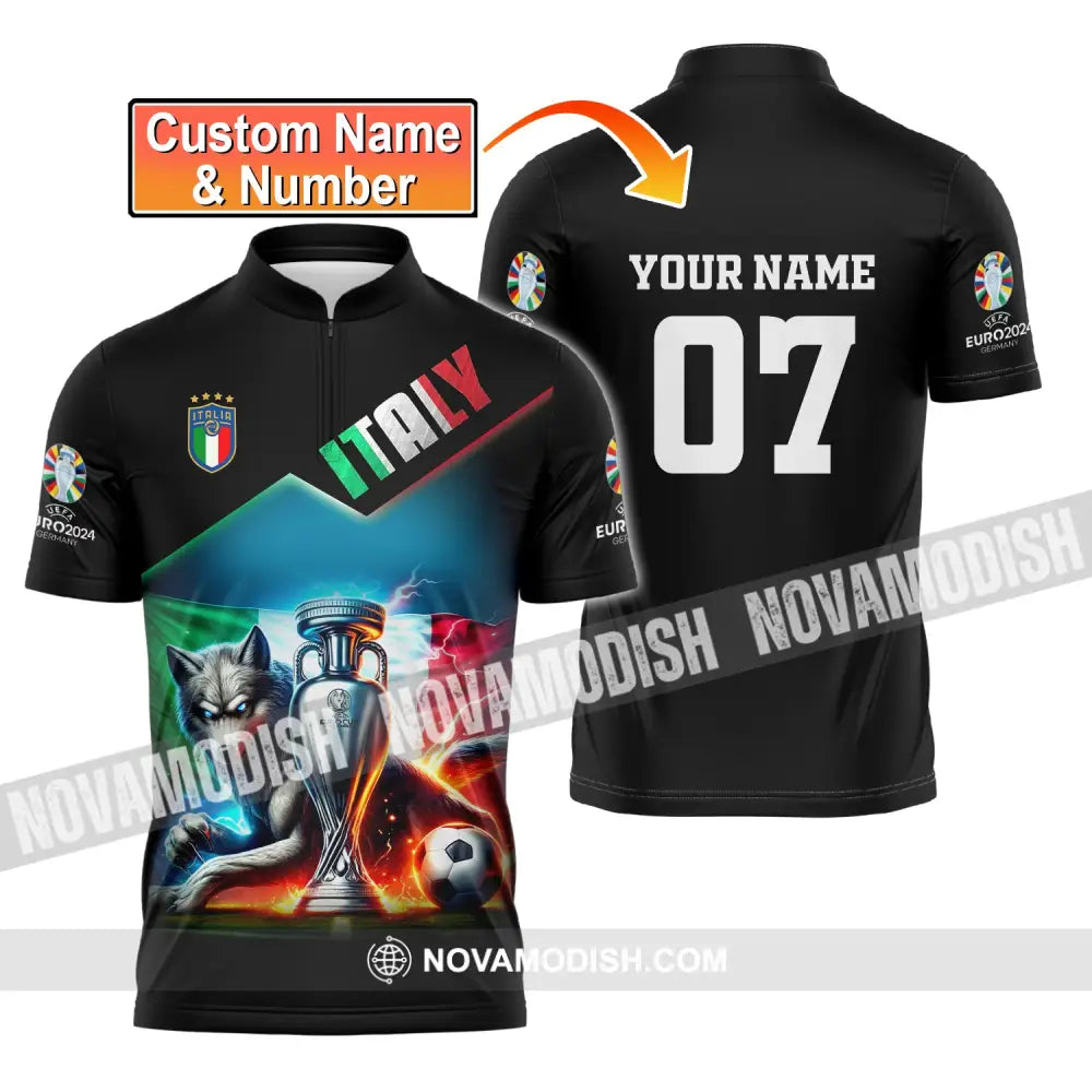 Unisex Shirt Custom Name And Number Italy Football Euro 2024 Polo Long Sleeve T-Shirt