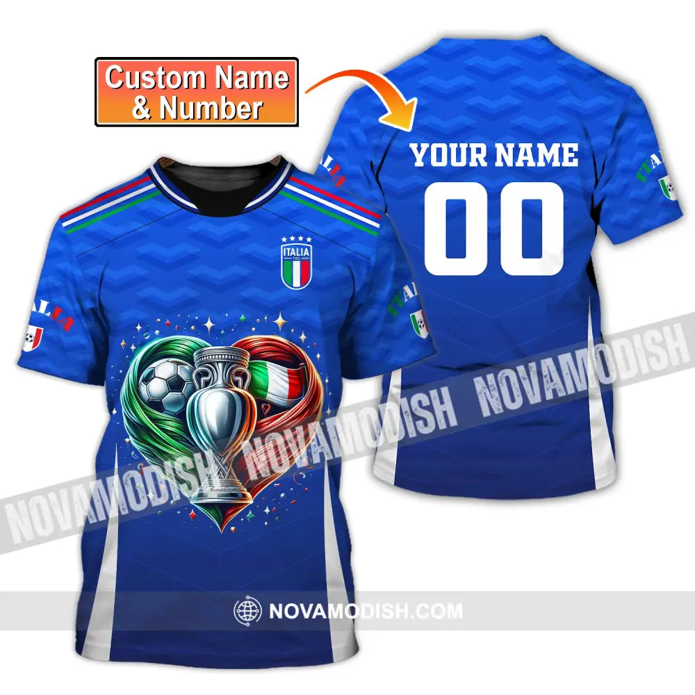 Unisex Shirt Custom Name And Number Italy Football Euro 2024 Polo Long Sleeve T-Shirt