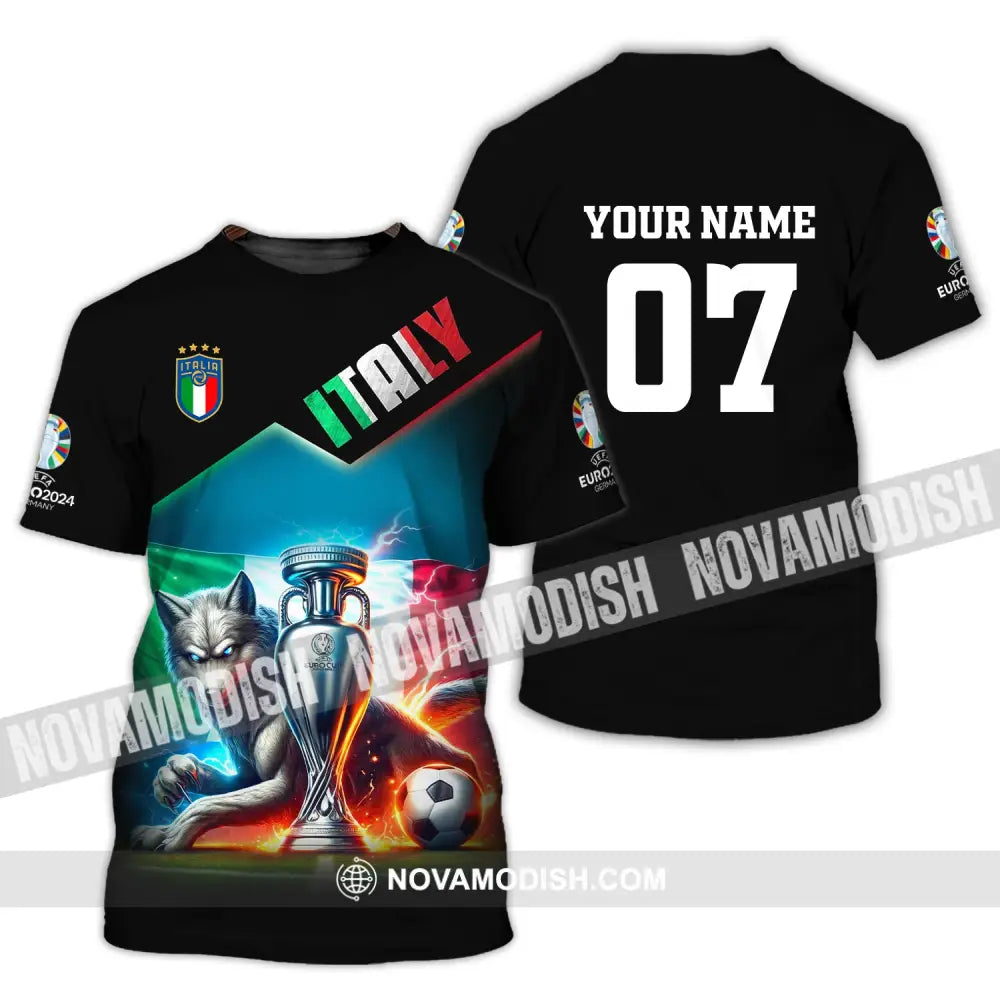 Unisex Shirt Custom Name And Number Italy Football Euro 2024 Polo Long Sleeve T-Shirt / S