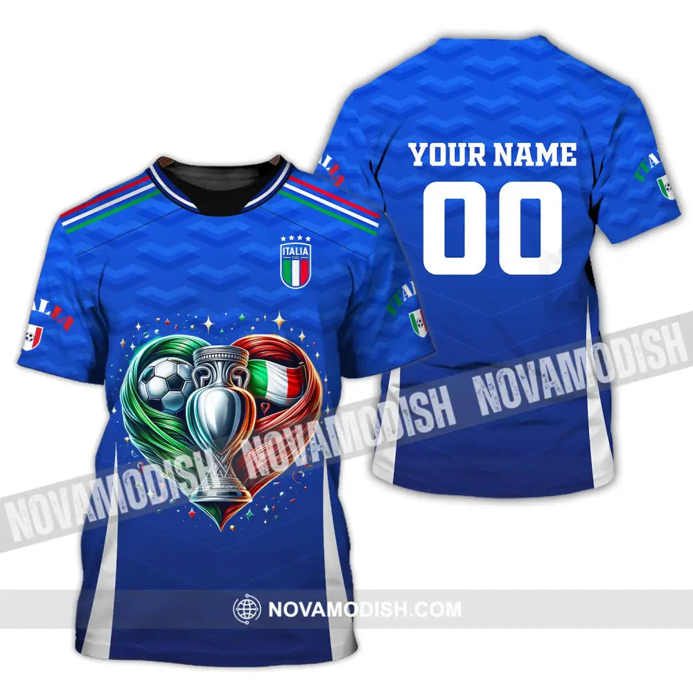 Unisex Shirt Custom Name And Number Italy Football Euro 2024 Polo Long Sleeve T-Shirt / S