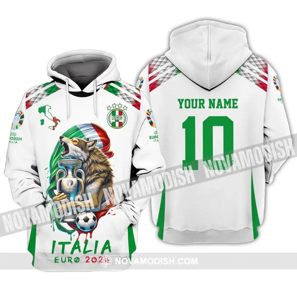 Unisex Shirt Custom Name And Number Italy Football Italia Euro 2024 Long Sleeve Polo Hoodie / S