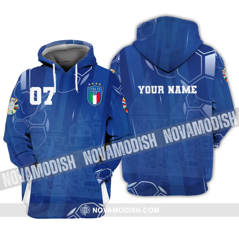 Unisex Shirt Custom Name And Number Italy Football Polo Long Sleeve Euro 2024 Hoodie / S T-Shirt