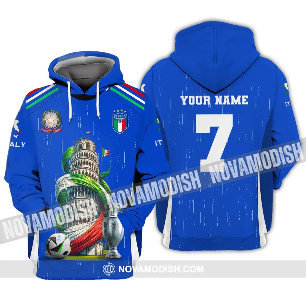 Unisex Shirt Custom Name And Number Italy Football Polo Long Sleeve Euro 2024 Hoodie / S T-Shirt