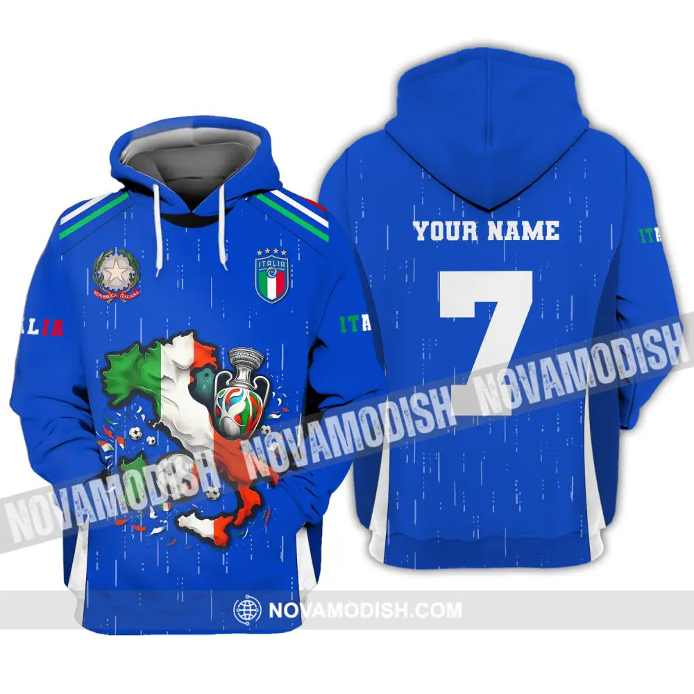 Unisex Shirt Custom Name And Number Italy Football Polo Long Sleeve Euro 2024 Hoodie / S T-Shirt