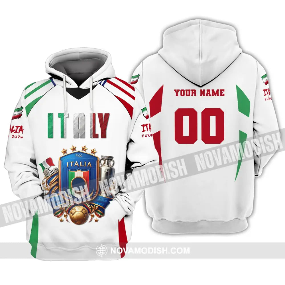 Unisex Shirt Custom Name And Number Italy Football Polo Long Sleeve Euro 2024 Hoodie / S T-Shirt