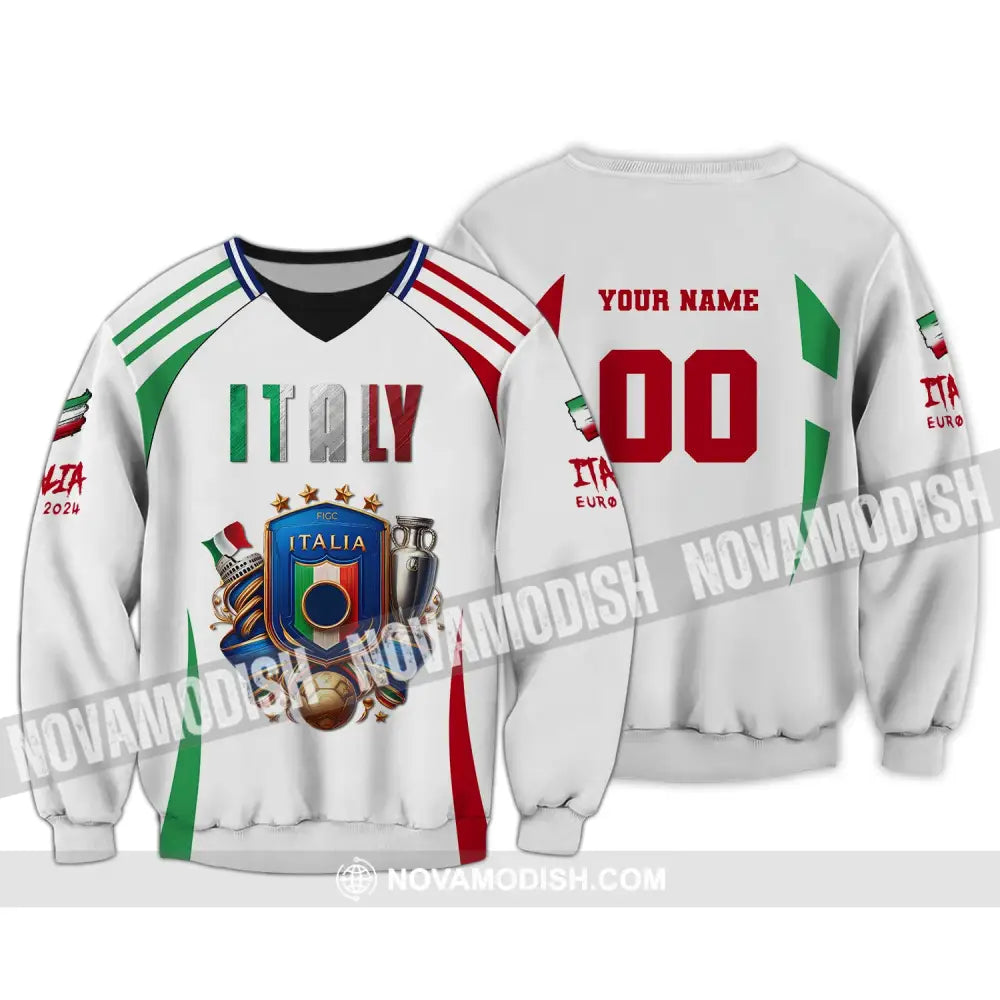 Unisex Shirt Custom Name And Number Italy Football Polo Long Sleeve Euro 2024 / S T-Shirt