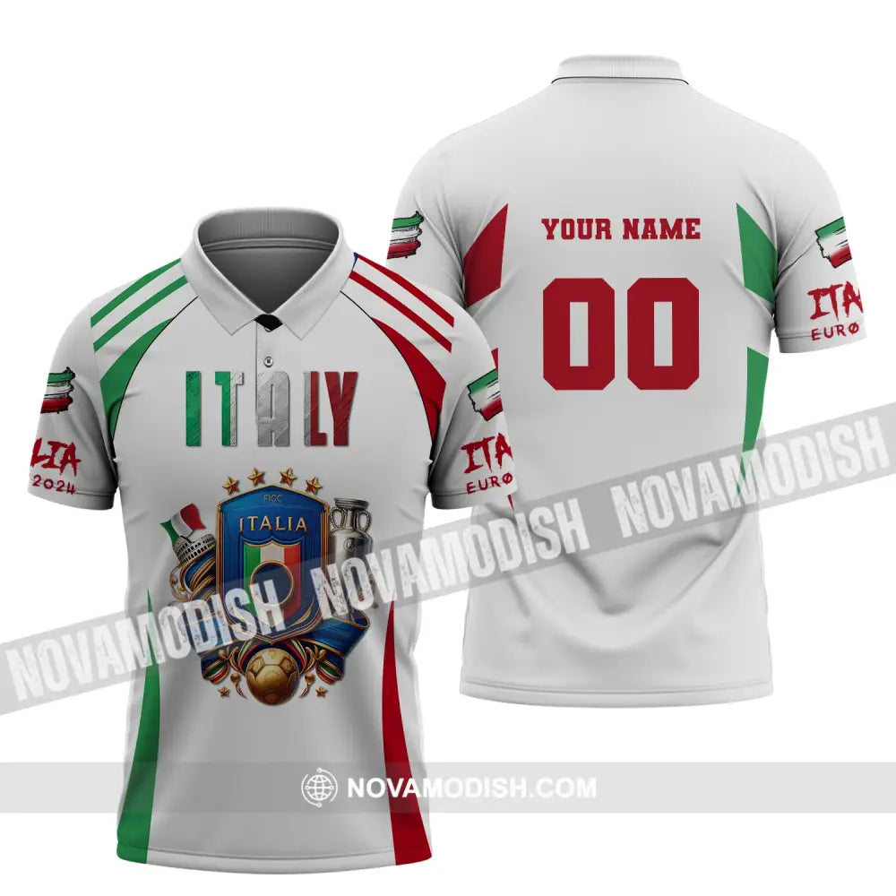 Unisex Shirt Custom Name And Number Italy Football Polo Long Sleeve Euro 2024 / S T-Shirt