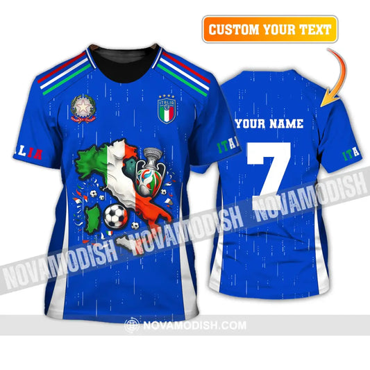 Unisex Shirt Custom Name And Number Italy Football Polo Long Sleeve Euro 2024 T-Shirt