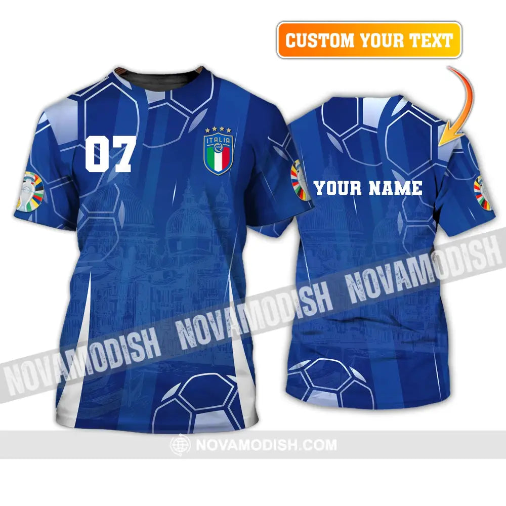 Unisex Shirt Custom Name And Number Italy Football Polo Long Sleeve Euro 2024 T-Shirt