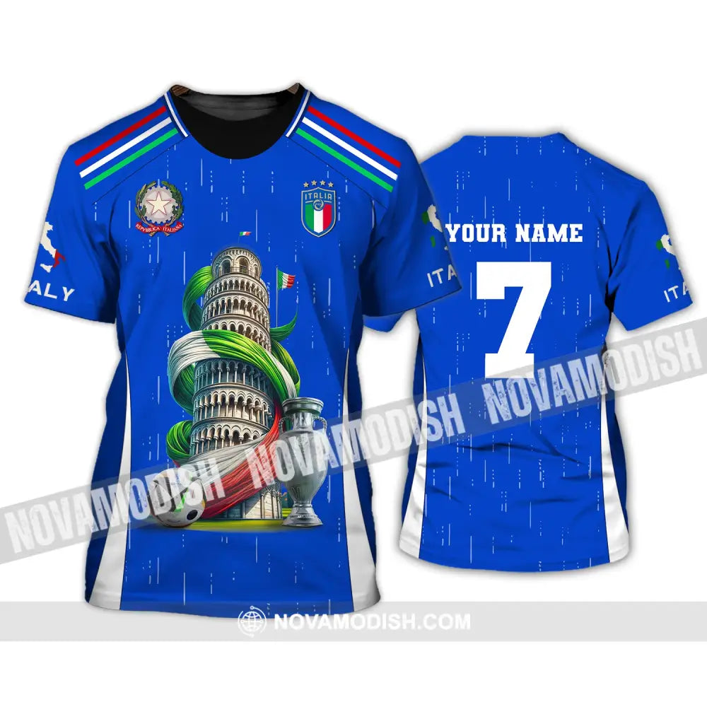 Unisex Shirt Custom Name And Number Italy Football Polo Long Sleeve Euro 2024 T-Shirt / S