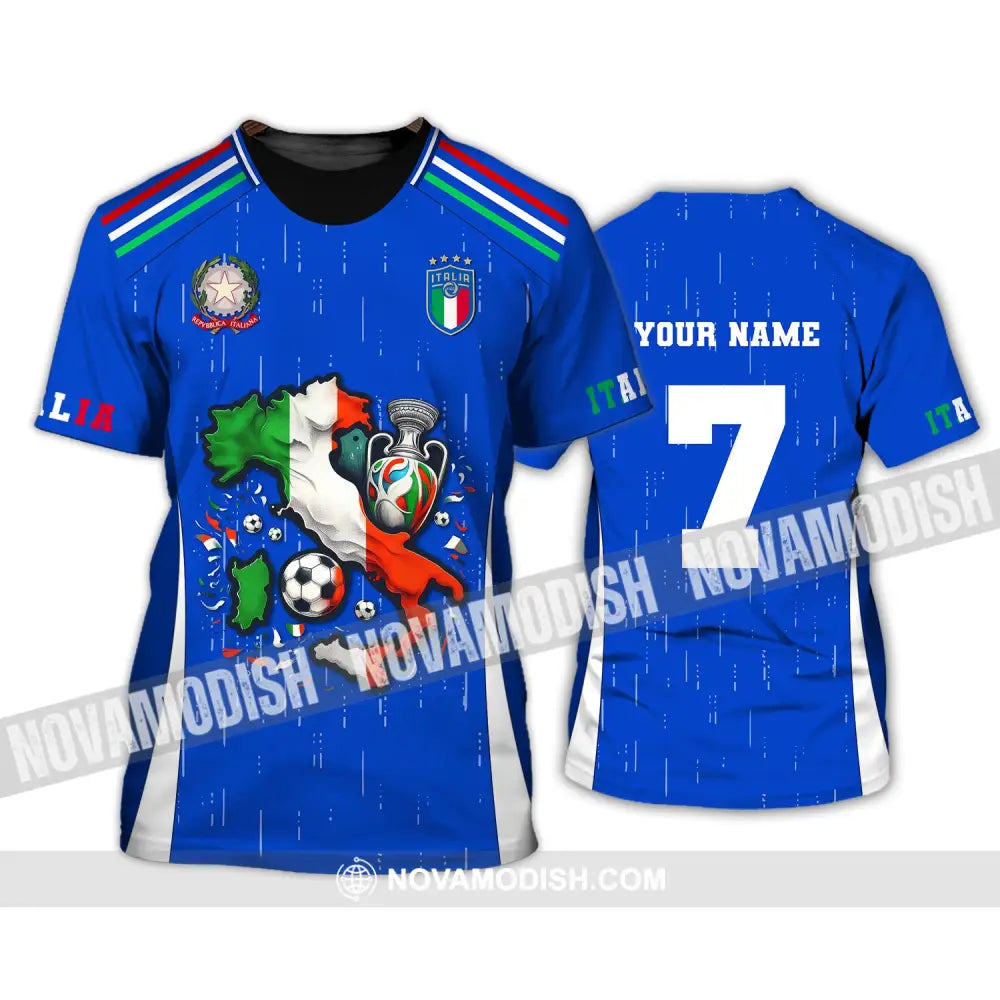 Unisex Shirt Custom Name And Number Italy Football Polo Long Sleeve Euro 2024 T-Shirt / S