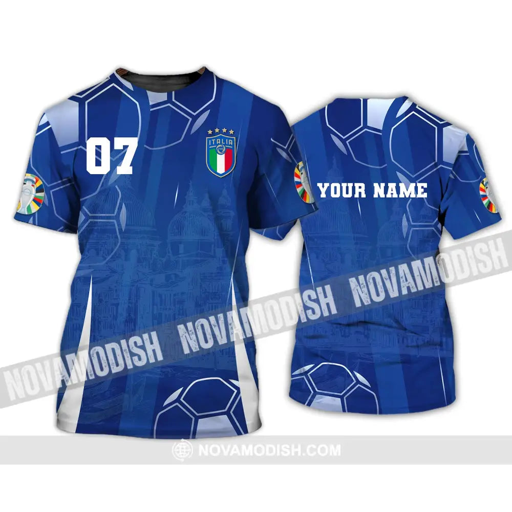 Unisex Shirt Custom Name And Number Italy Football Polo Long Sleeve Euro 2024 T-Shirt / S