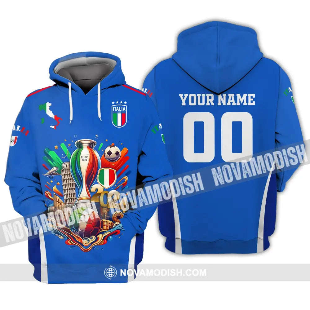 Unisex Shirt Custom Name And Number Italy Football Polo Long Sleeve Hoodie / S T-Shirt